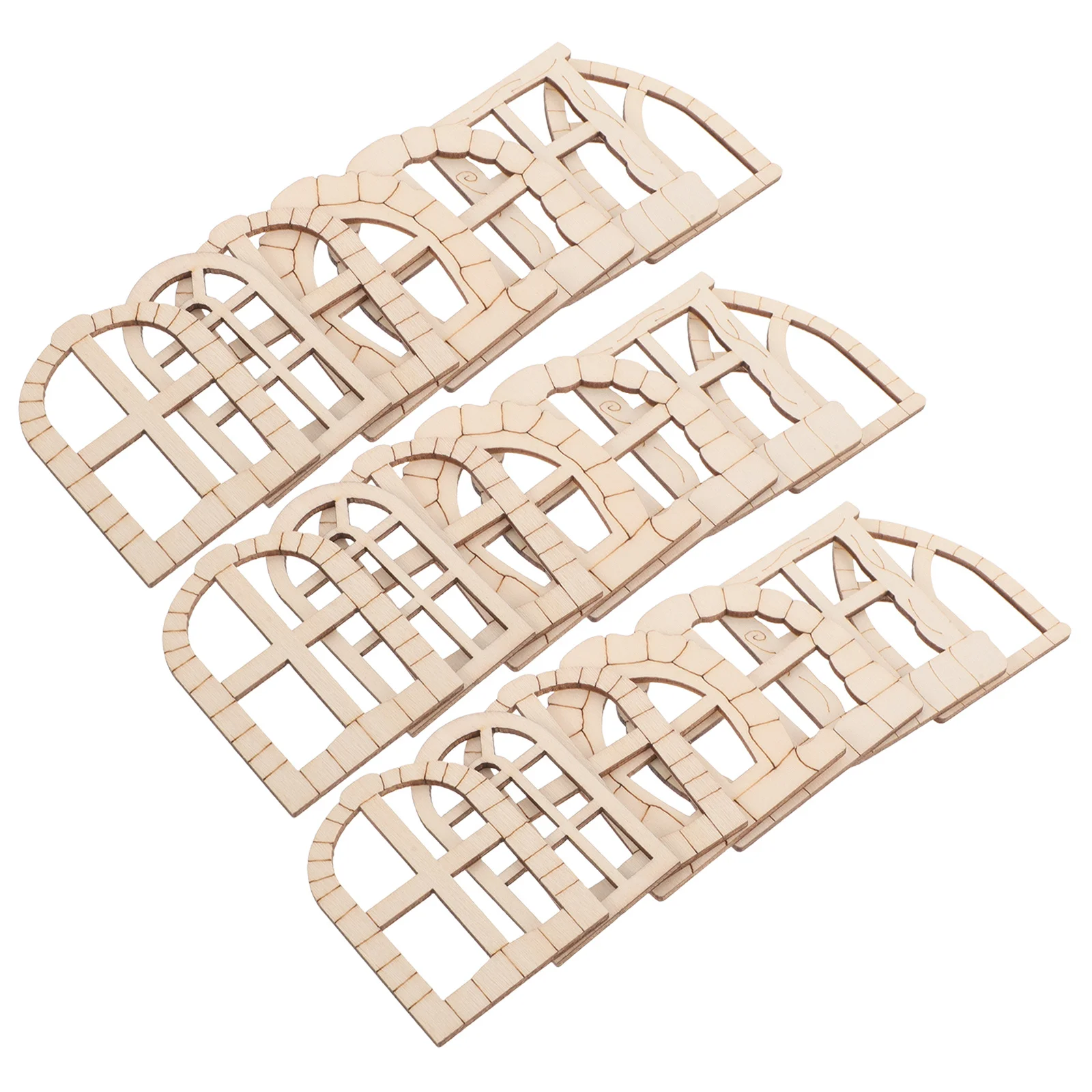 

50 Pcs Mini Window Accessories DIY Wood Fairy Craft Garden Windows Wooden Door Doors for Outdoor Trees