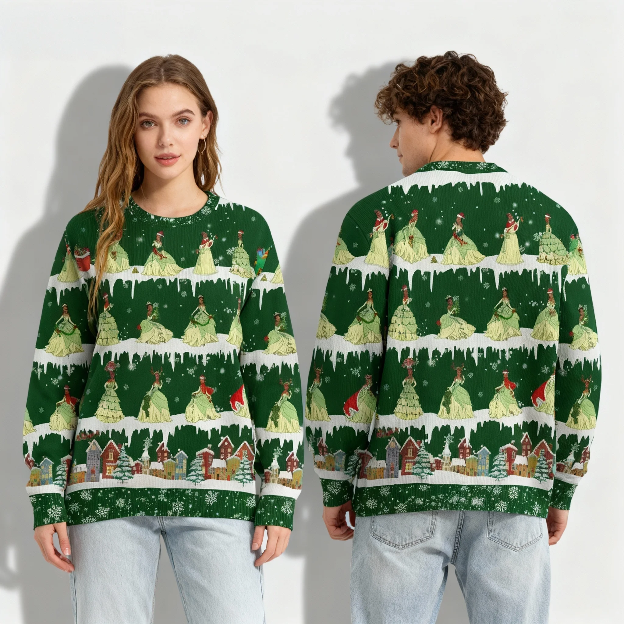 ديزني الكلاسيكية ويني ذا بوه حفلة عيد الميلاد حلوة باردة المتضخم المرأة الكبار والأطفال الخريف/الشتاء جولة الرقبة هوديي #4