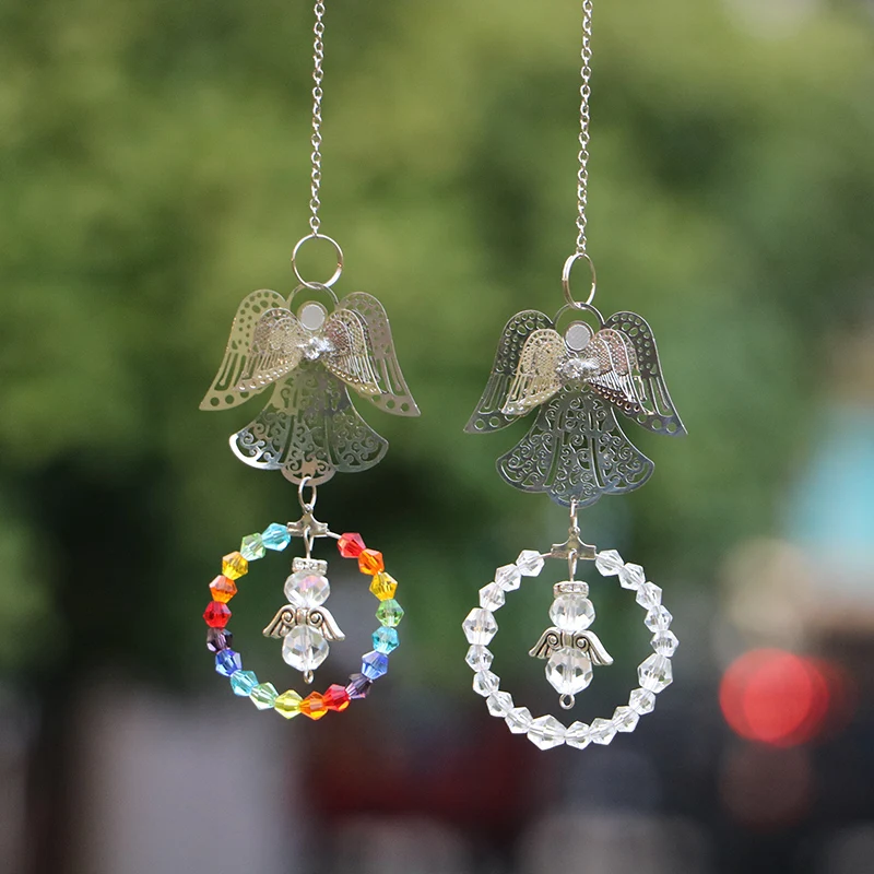 1PCS Angel Crystal Suncatcher Hanging Suncatcher Prism Ornament Rainbow Maker Pendant for Home Curtain Garden Car Decoration