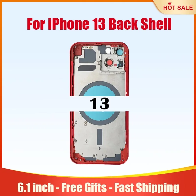 

Rear Housing Back Cover For iPhone 13 Housing Shell with Middle Chassis Frame SIM Tray Side Key Parts Adhesive Fast Shipping