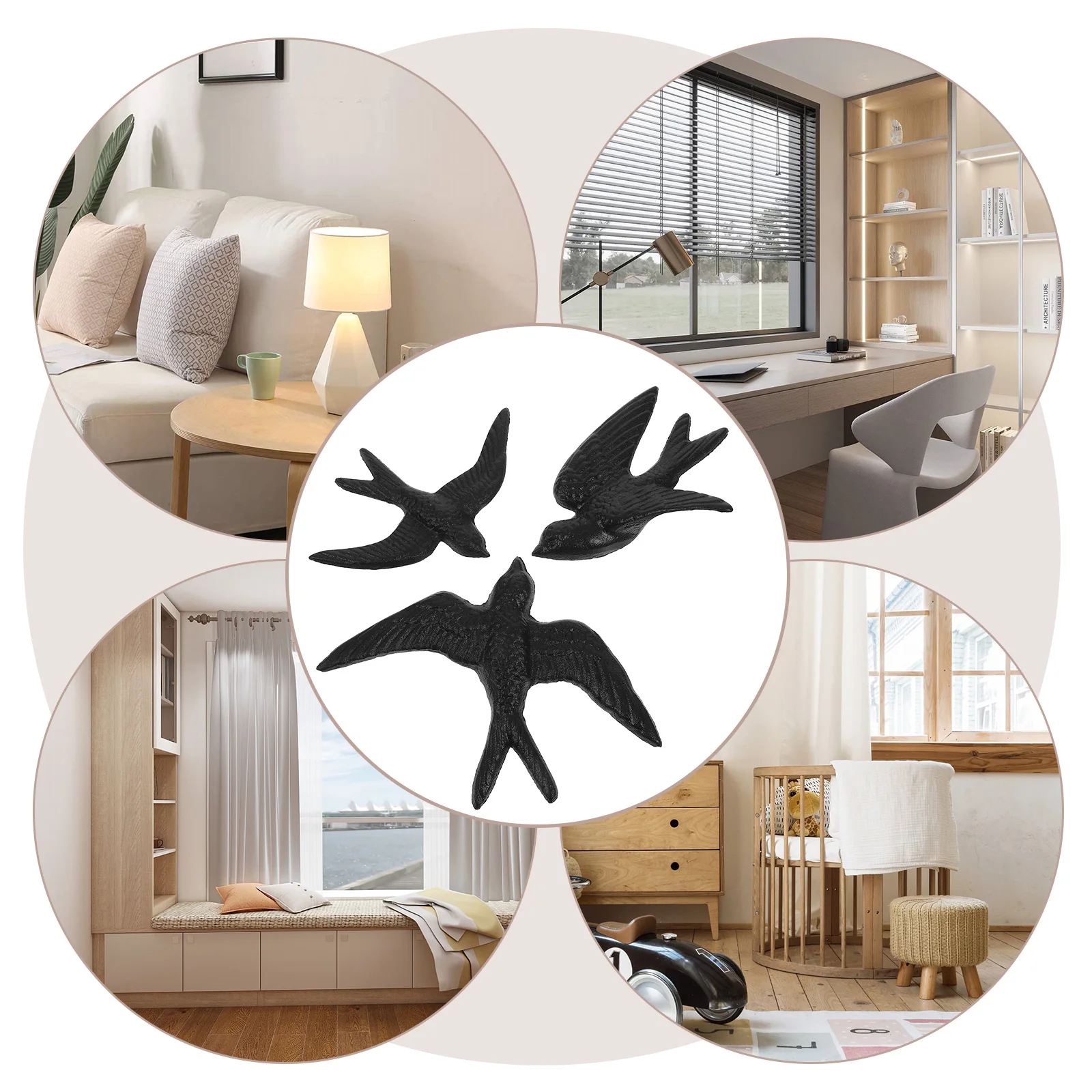 

3Pcs 3D Metal Bird Wall Decor Cast Iron Craft Ornament for Living Room Bedroom Wedding Garden Home Decoration Bird Wall Decor