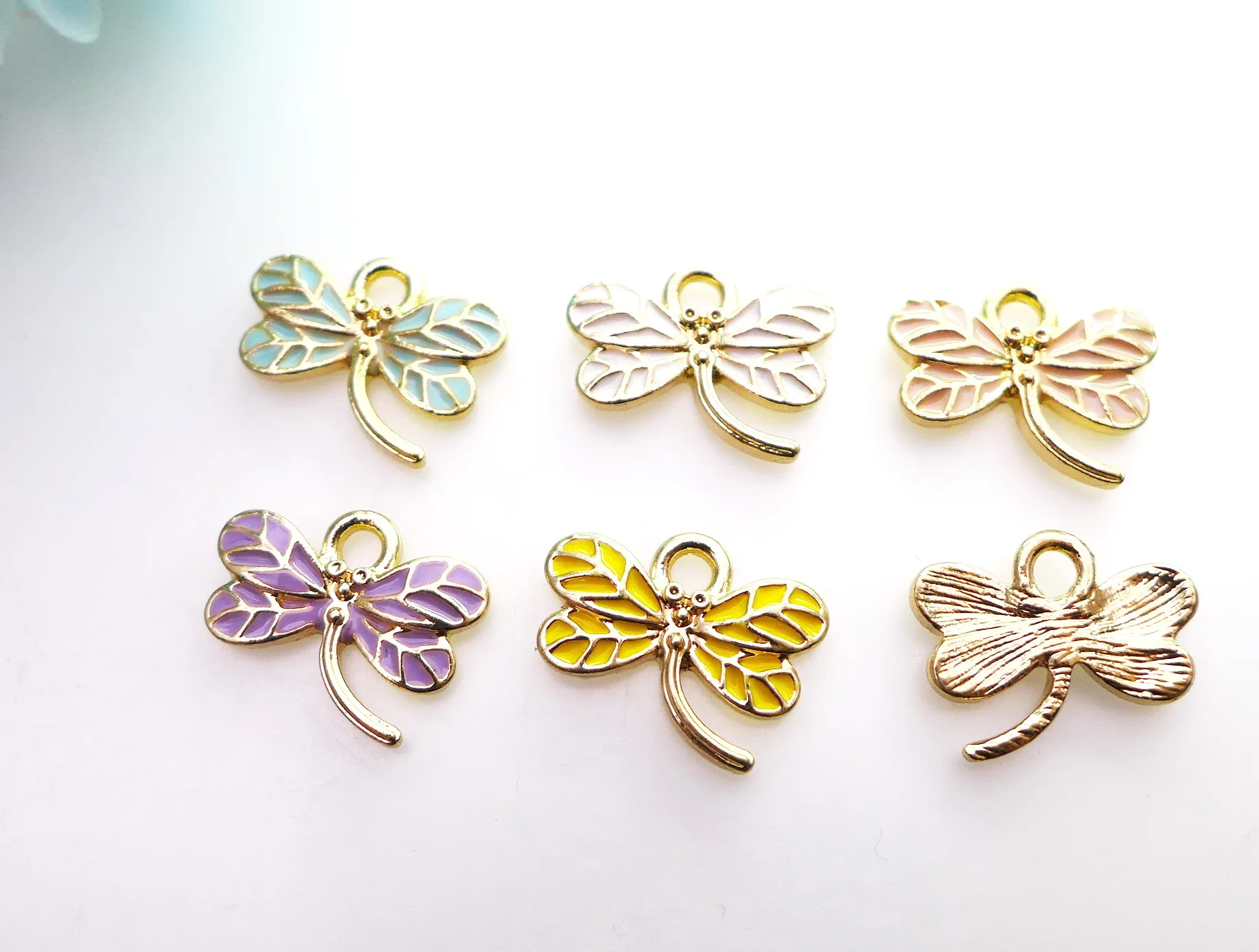 

100pcs 16x12 MM Dragonfly Insects Drip Oil Enamel Charms Jewelry Accessories Fengshui Bracelets Earrings DIY Pendants Components