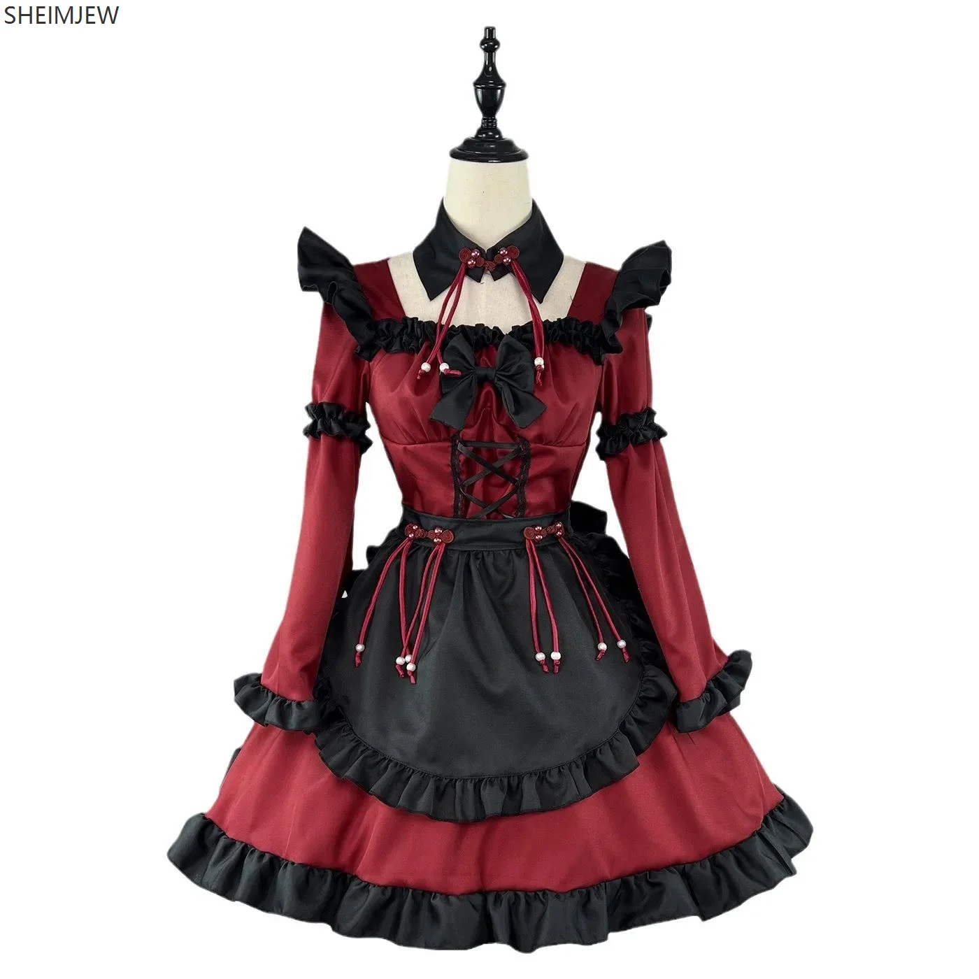 Chinese Style Gothic Demon Lolita Maid Dress Cheongsam Dress Anime Cos Costume Performance Dark Maid Cosplay Suit