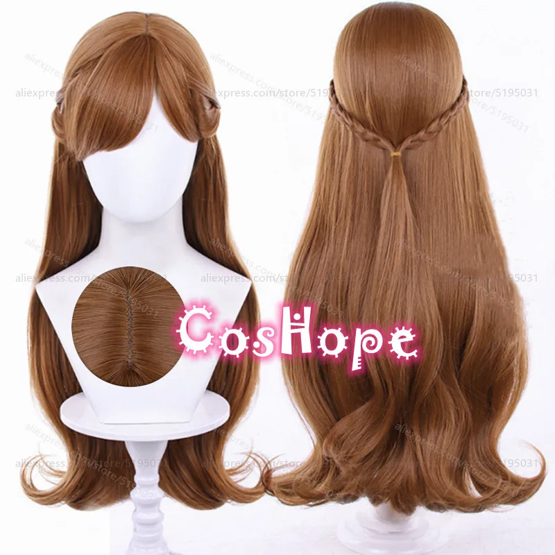 Anna Cosplay Wig Adult Women 75cm Long Pre Braided Curly Hair Brown Wig Cosplay Anime Cosplay Heat Resistant Synthetic Wigs