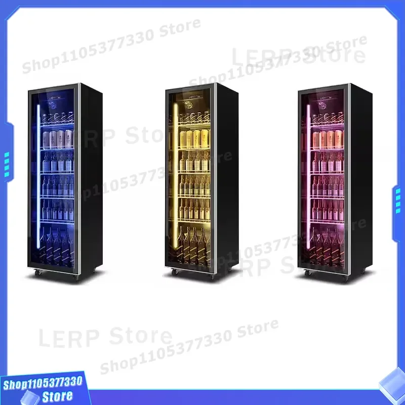 Commercial Two Door Glass Display Refrigerator Air Cooled Vertical Beer Fridge For Bar Cafeteria Beverage Cooler Multi Layer