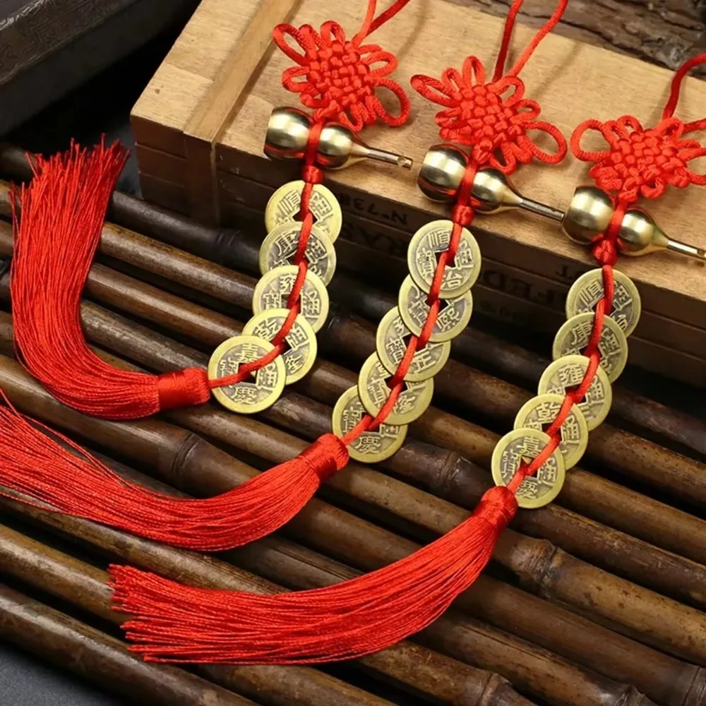 1 قطعة عقدة الصينية النحاس النقي خمسة الإمبراطور المال النحاس القرع قلادة الباب إلى الباب النحاس المال القرع سيارة حلية الهدايا #1