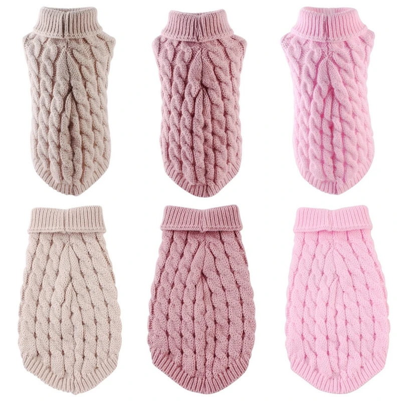 Dog Winter Clothes Warm Pet Dog Knitted Sweater Soft Puppy Turtleneck Pet Clothes Solid Color Cat Sweaters Chihuahua Dog Clothes