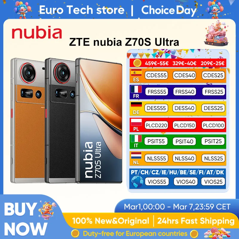 Nubia z70s ultra photographe édition 5G Smartphone Snapdragon 8 Elite 6.85 "1.5K HD affichage 35mm objectif 6600mAh 80W charge rapide
