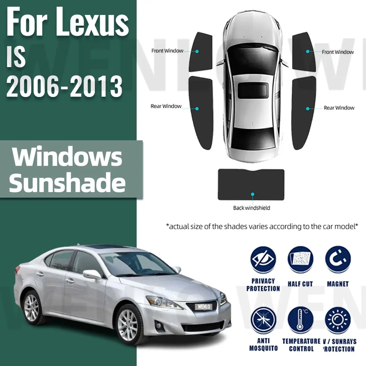 

For Lexus IS 250 350 2006-2013 Car Sun Visor Accessories Window Windshield Cover Sunshade Curtain Mesh Shade Blind Custom