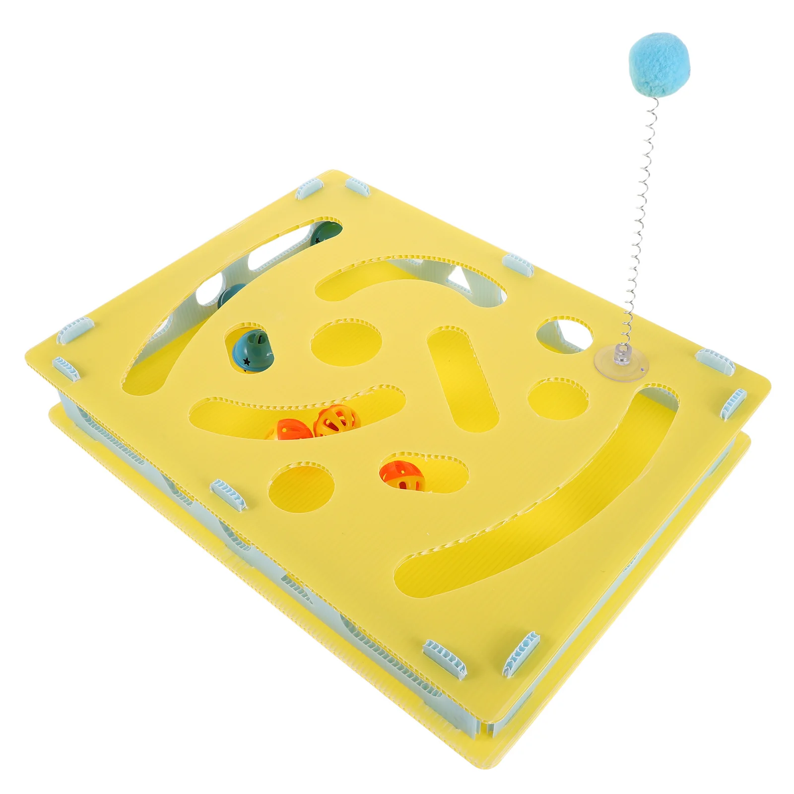 

Interactive Cat Puzzle Feeder Food Dispenser Maze Box with Teaser Slow Feeder Enrichment Indoor Cat Activity Hunting