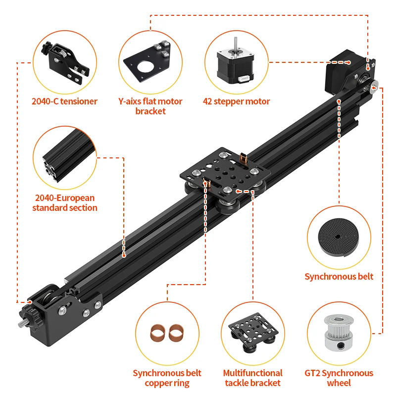 3D printer accessories Camera track European standard Y-axis 2040 V-Slot aluminum profile synchronous belt slide with motor