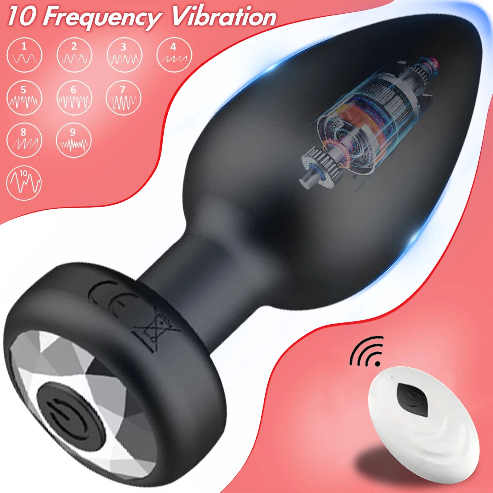 Vibromasseur Plug Anal pour Hommes et Femmes, Énergie de la Prostate, Télécommande Sans Fil, Sex Toys, 10 Modes de Vibration, Gode Butt Plug