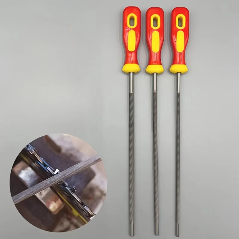File Set 3 Sizes 4.0 4.8 5.5Mm, Round Sharpener Files with Non-Slip Handle for Chainsaw Sharpening Logging Garden Tool