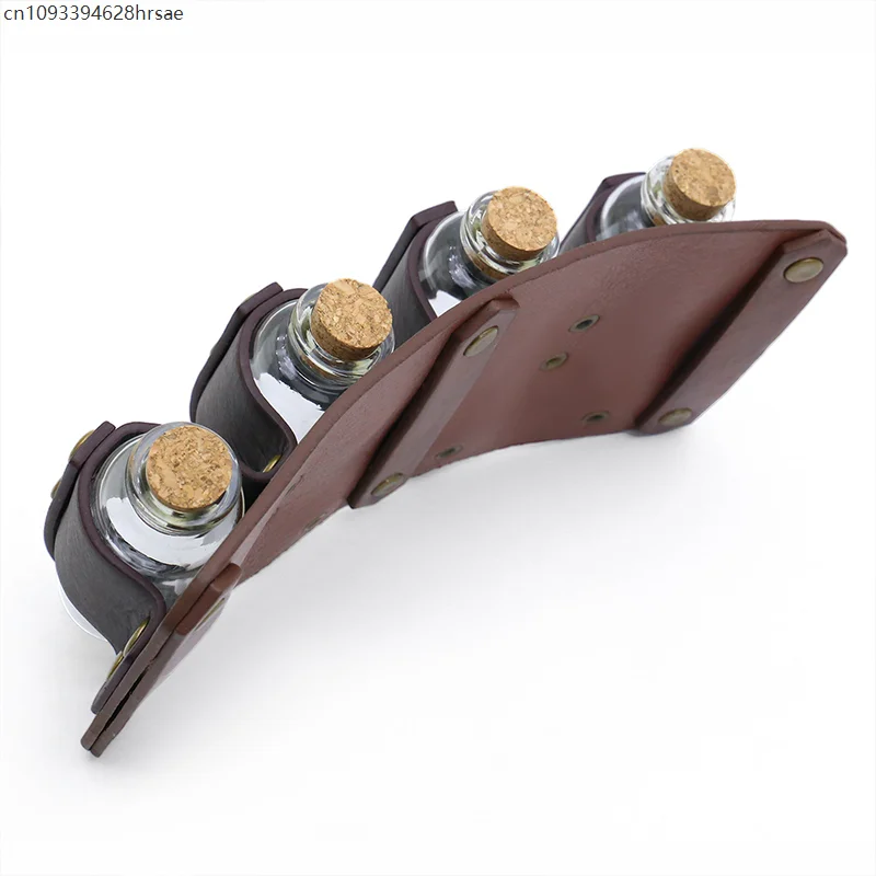 Porta profumo per bottiglia di pozione magica da strega medievale con 4 bottiglie di alchimia fiaschetta per pozioni cintura in vita mago LARP puntelli cosplay