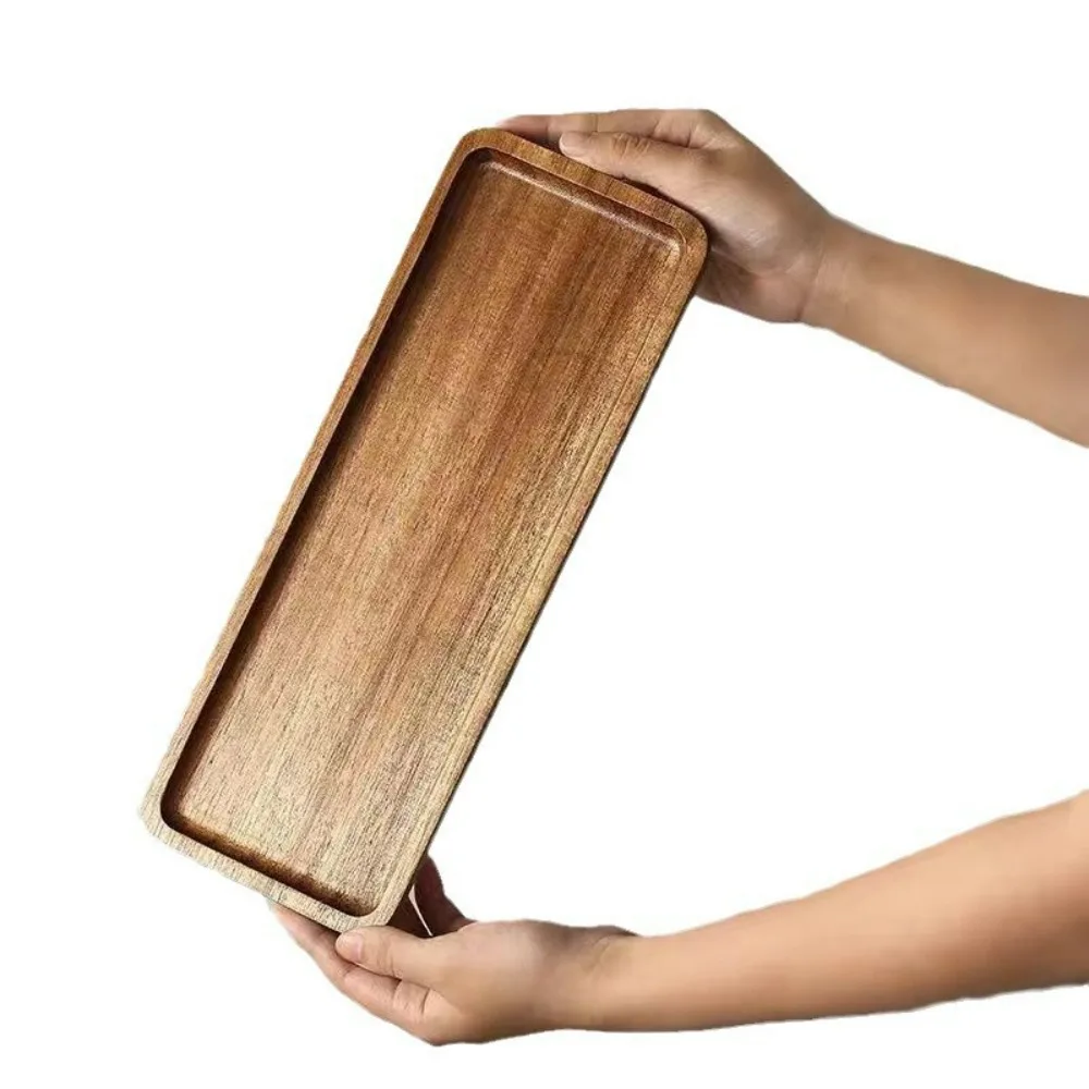 1Pc Wood Coffee Tray Rectangular Food Cup Trays Decorative Wood Salver Gongfu Tea Pallet Dessert Candy Bamboo Pallet