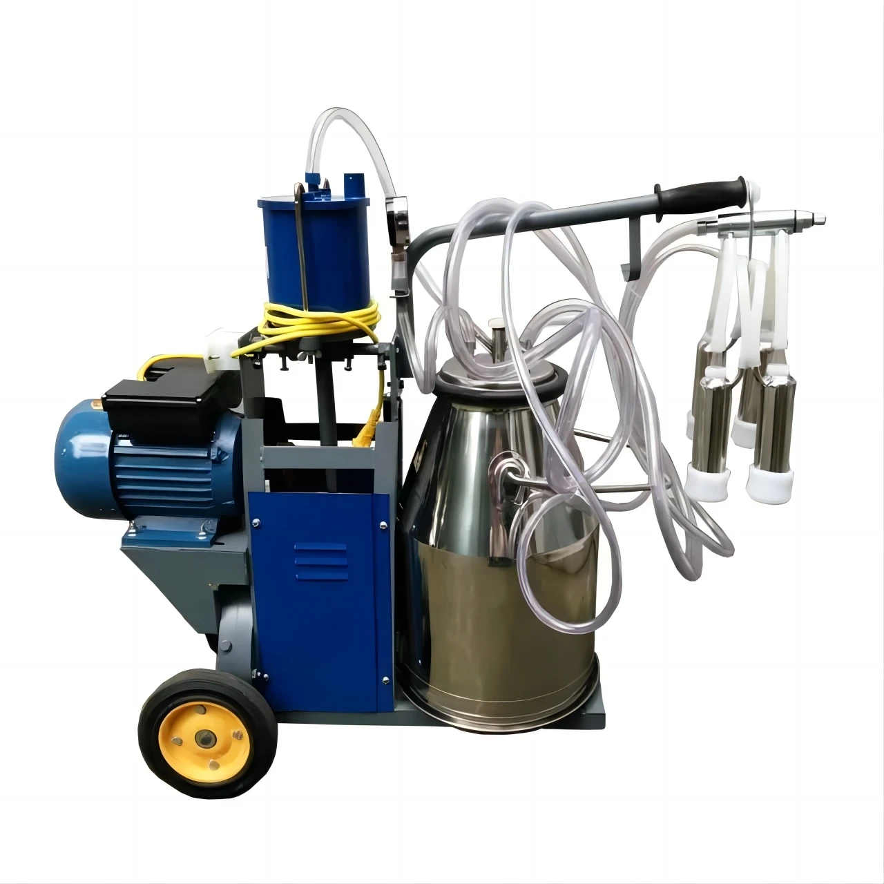 Portable 25L Double Bucket Milking Machine, Electric Motors, Cows Goats, Veterinary Dairy Equipment