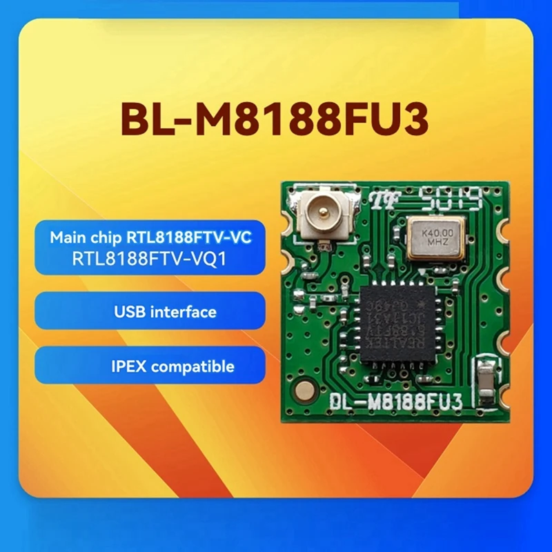 Module WIFI sans fil SCLS RTL8188FTV avec bloc pour Interface USB Linux Android 2.4Ghz BL-M8188FU3