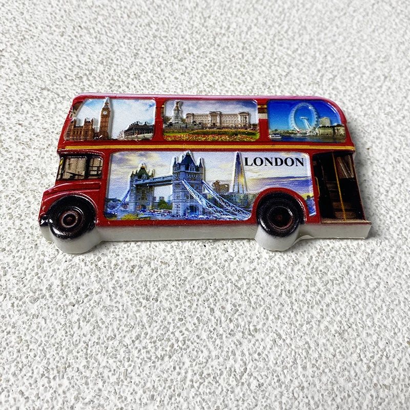 UK London cultural tourism souvenirs High appearance level creative decoration 3d stereo bus magnetic refrigerator magnets