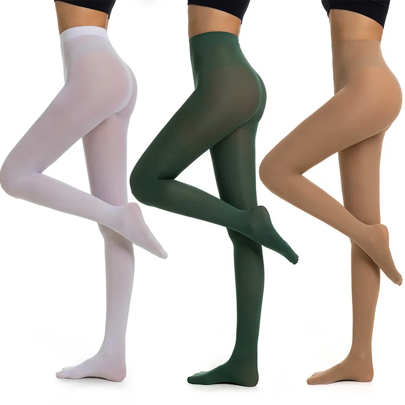 2025 45-80kg Candy Color Women Tights Plus Size Pantyhose Ammonia Knitted Dancing Socks 40d Grey Red Light Brown Black