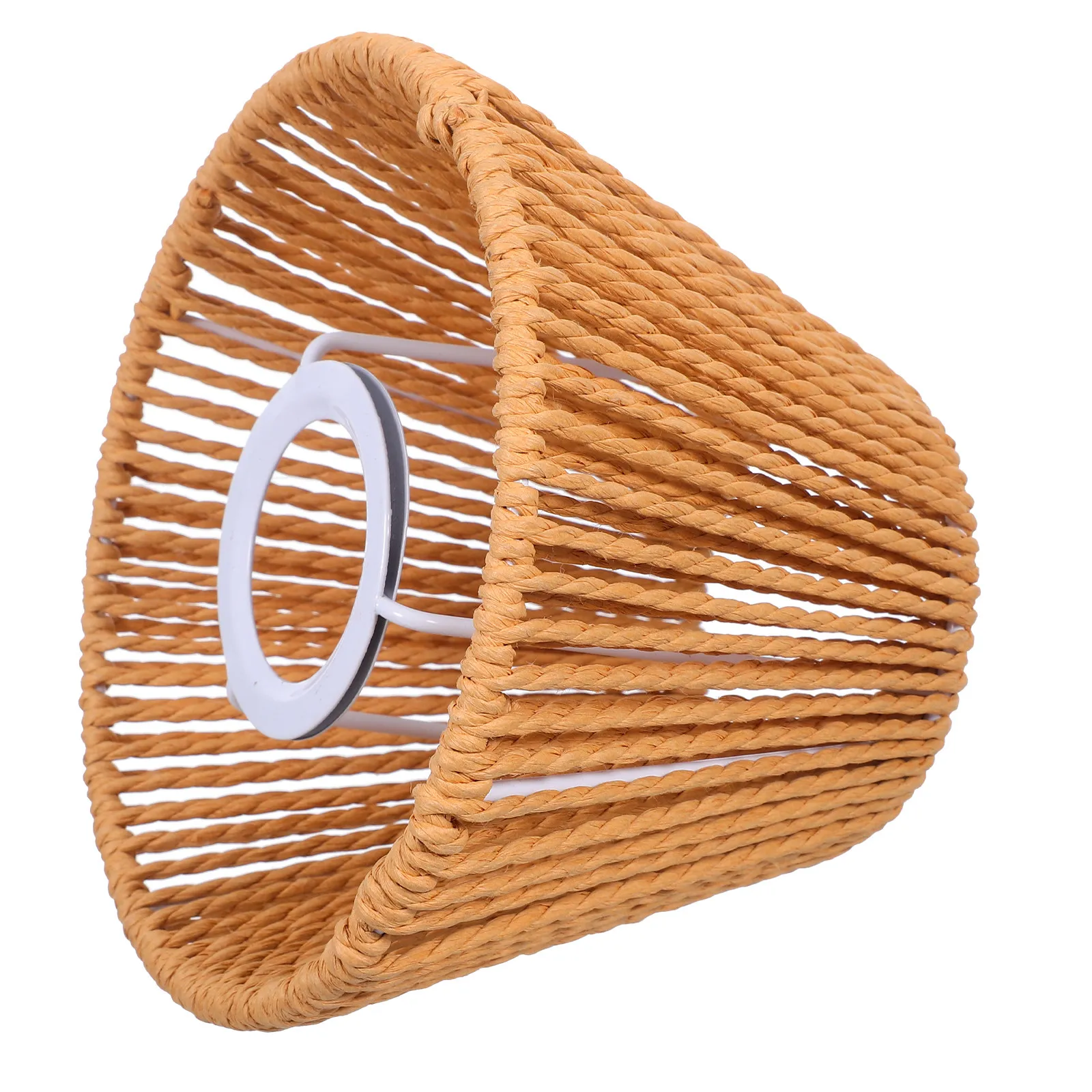 Handwoven Paper Rope Lampshade Cone Design Iron Frame Boho Light Shade for Pendant Table Floor Lamps Cafe Hotel Living Room
