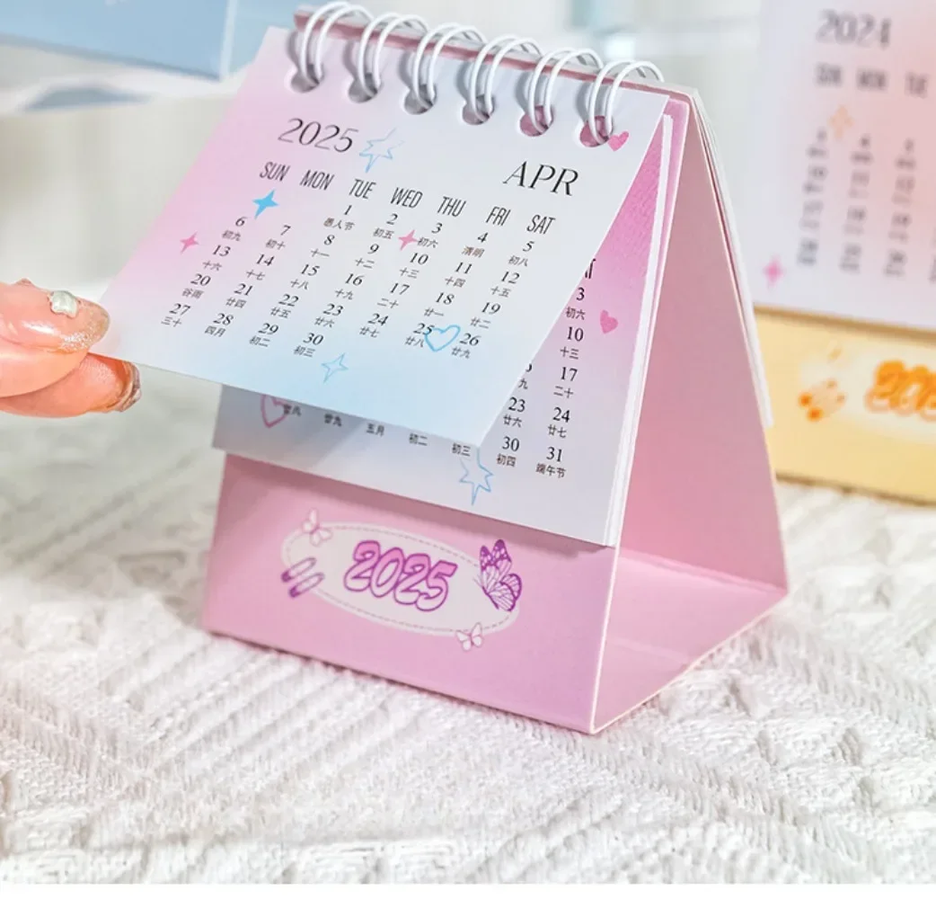 2025 Butterfly Mini Desk Calendar Creative Office Decoration Desktop Calendar Daily Memo Calendar Learning Planner 2024