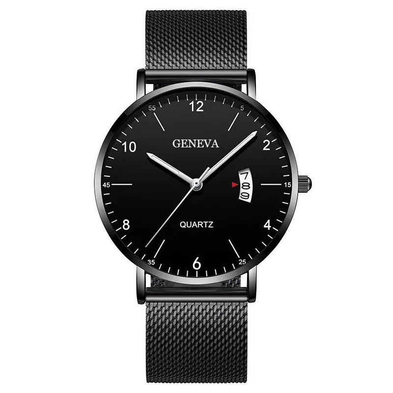 New men's watch, men's watch, luminous quartz watch, student mesh strap watch
