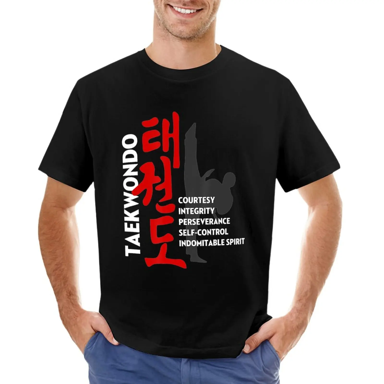 Taekwondo Tenets Martial Arts Graphic T-Shirt Anime t-shirt T-shirt for a boy Men's cotton t-shirt