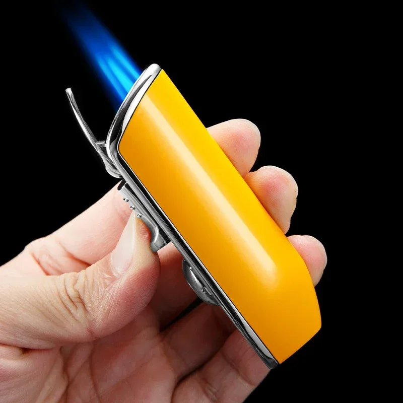 Powerful Cigar Lighter with Punch, Windproof 3 Jet Flame Torch Lighter, Refillable Butane Lighter for Cigar Enthusiasts No Box