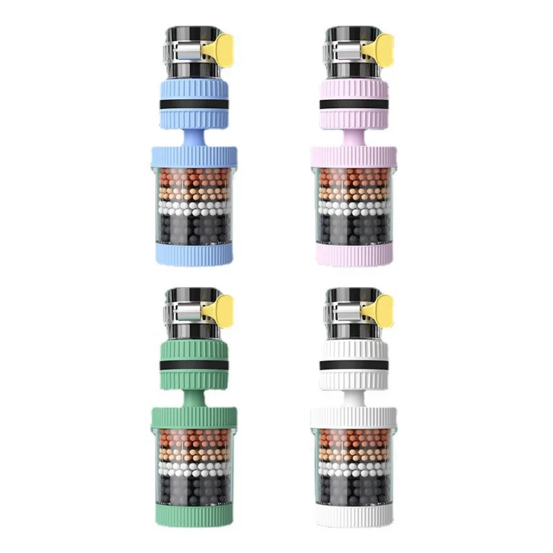 

B07B-4 шт., универсальный съемный и моющийся кухонный расширенный вращающийся фильтр для смесителя, шестислойный брызгозащищенный полипропилен + ABS + ПВХ