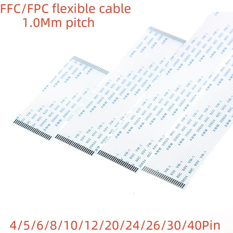 

10PCS FPC/FFC flexible cable Flat cable 1.0MM pitch 6/8/10/12/20/24/26/30/40 Pin 5cm-30cm