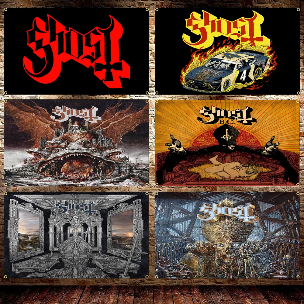 FLAGDOM 90X150CM 3X5Ft Ghost Rock Band London Rock Band  Polyester Printing Band Banner For Decor