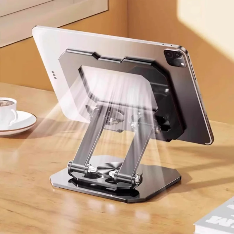 Tablet Holder Carbon Steel Stand with 360° Rotation Adjustable Stand For iPad Pro Air Mini Mobile Phone Desk Bracket 4-15 Inch view 5