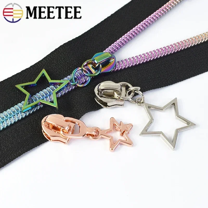 5/10/30P Meetee 5# Star Zipper Slider Puller for Zip Jacket Nylon Zips Pull Bag Zippers Head Sewing Closure Repair Kit Accessory