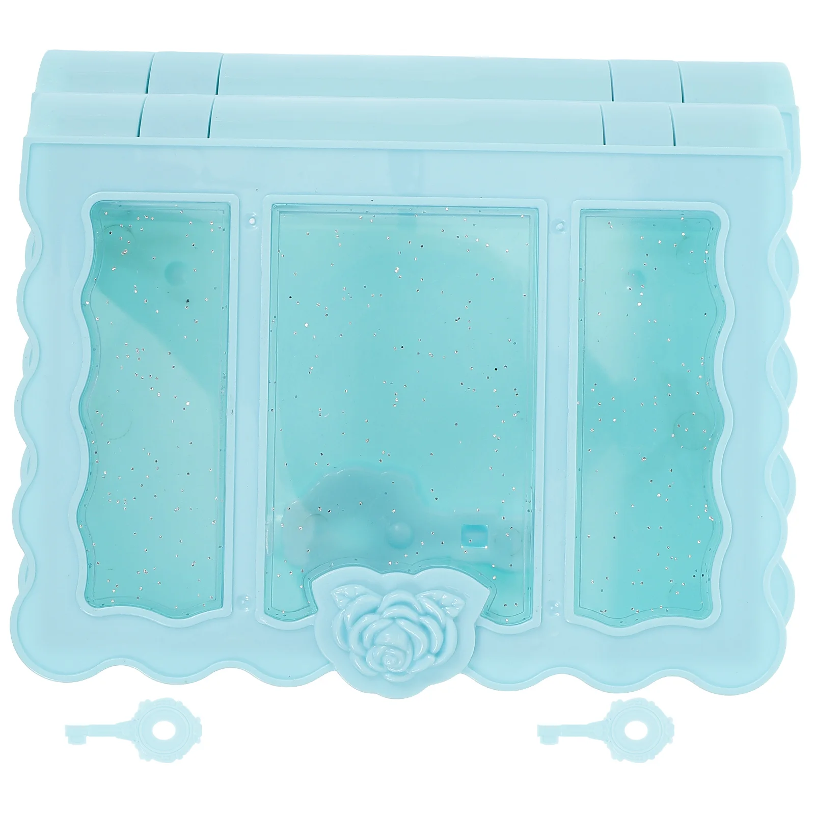 

2pcs Box Carved ganizer Small Plastic Box Sky Blue Trinket Case Decorative Storage Container Small Plastic Boxes