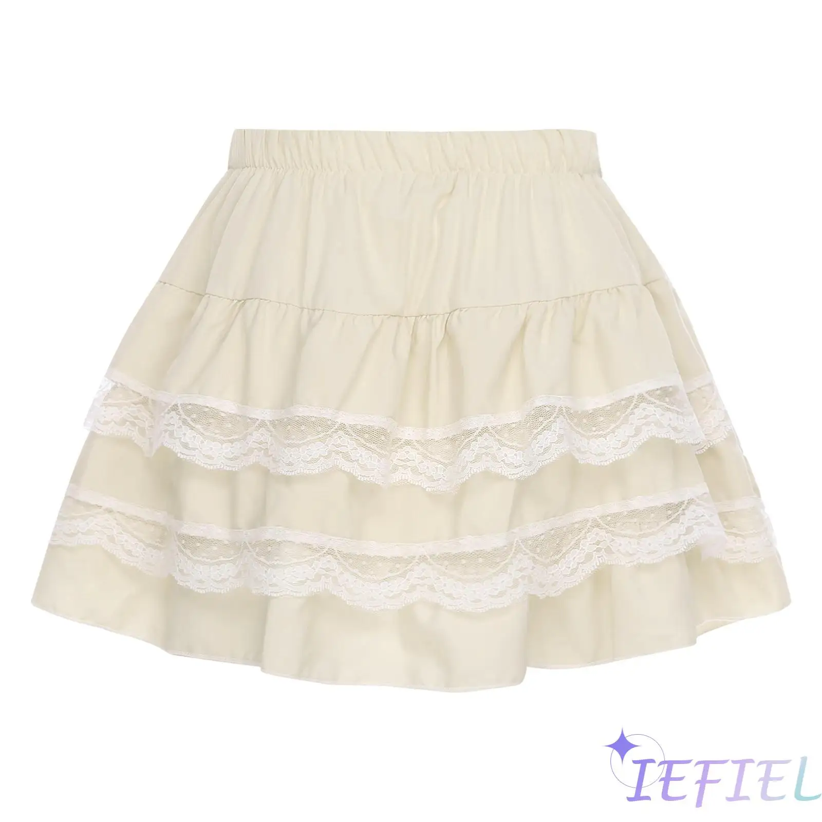 

Womens Ballet Skirt Lace Trim Tiered Layered Ruffled Puff Cake Skirts Elastic Waistband Half Slip Underskirt Ballet Dancewear