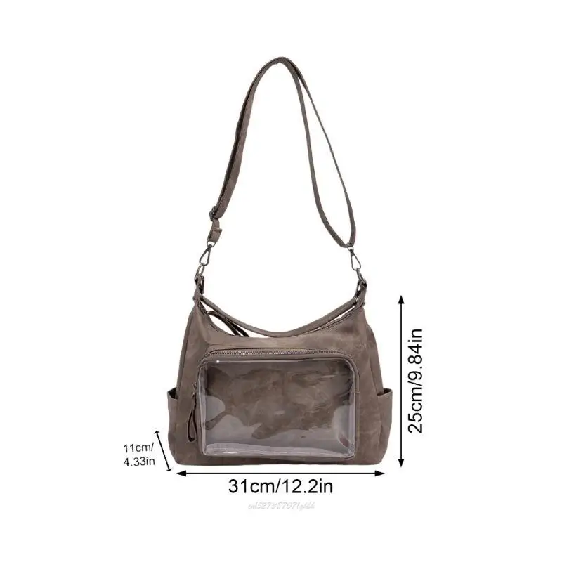 X5XA حقيبة كروس عملية شفافة من البولي يوريثان، حقيبة كتف واسعة، حقيبة يد داخلية واسعة للتنقل