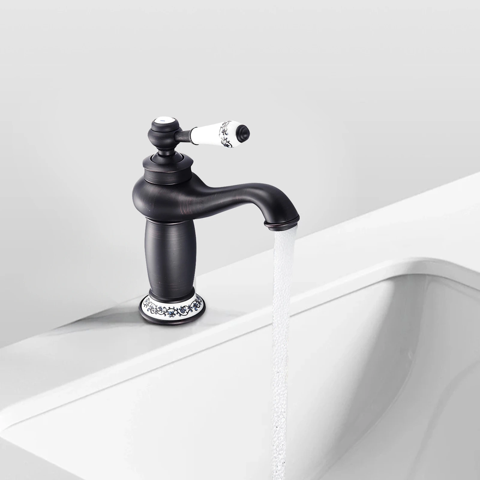 19,5 cm/7,68 Zoll Messing-Badezimmerarmatur, Schwarze Einhand-Waschtischarmatur Geeignet für Badezimmer, Küchen – Detail 1