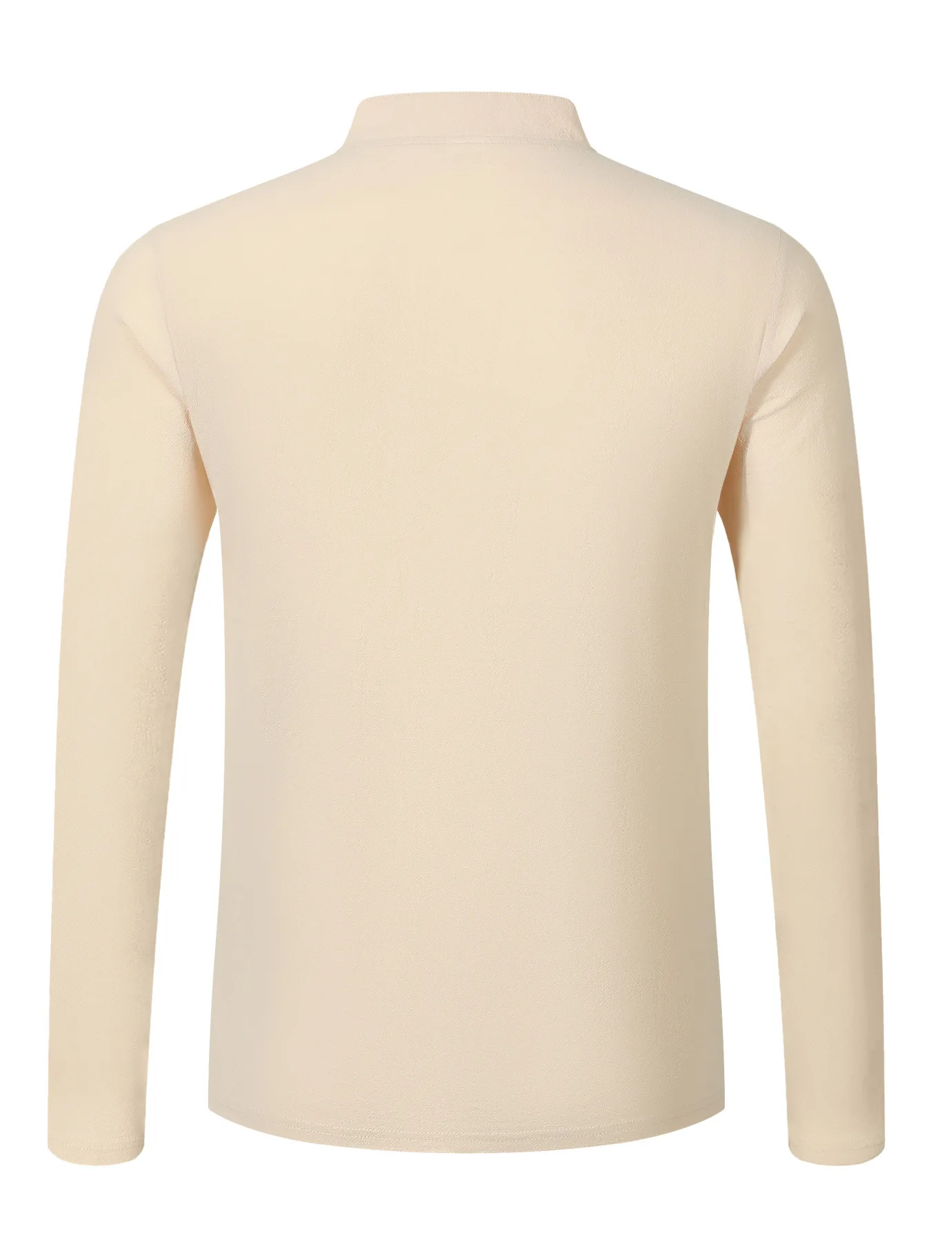 Cross-border new autumn and winter men's cotton and linen casual stand collar henley long sleeve vacation shirt
