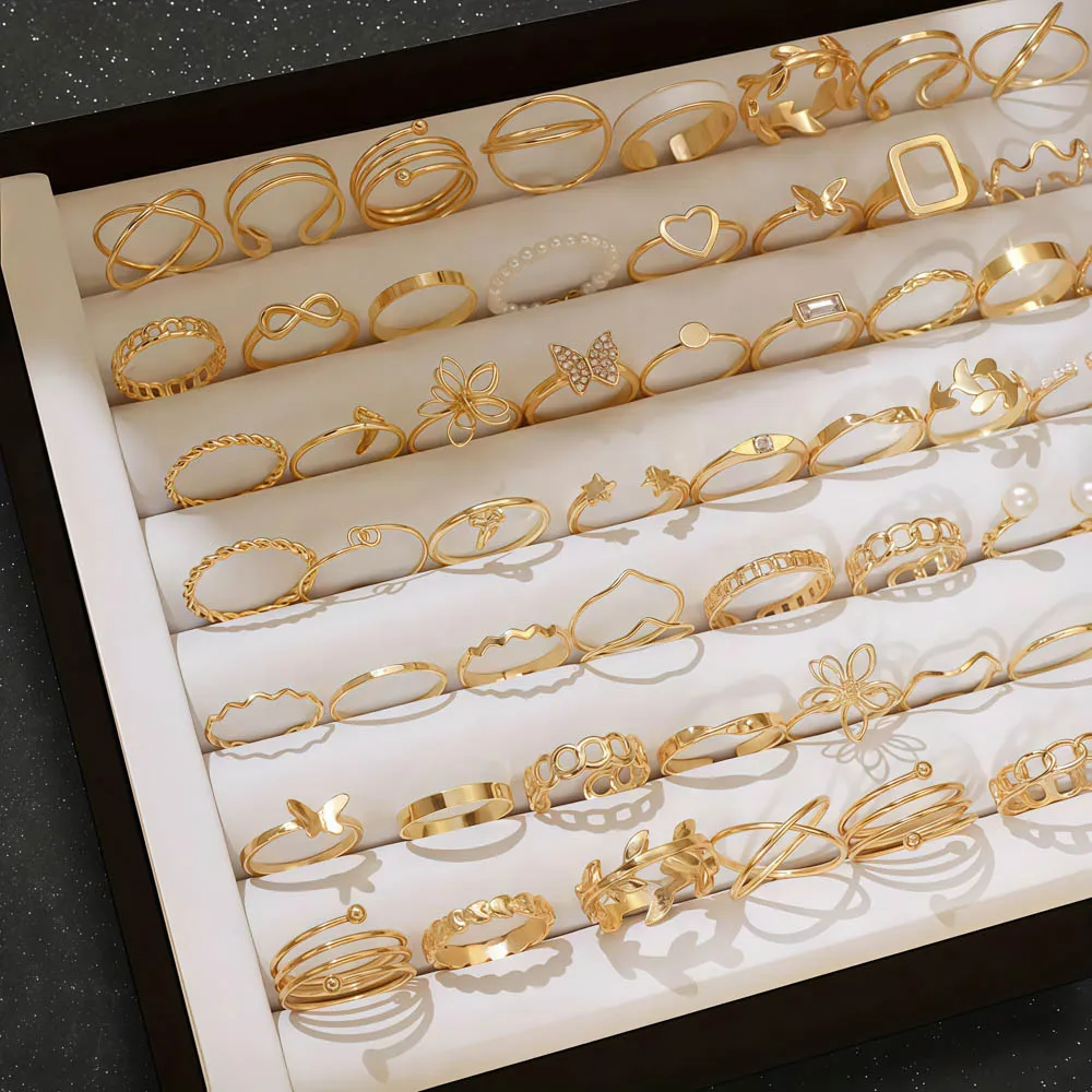 20 قطعة/الوحدة سحر الموضة رائعة فراشة الزهور هندسية الجوف خواتم للنساء ارتداء اليومي مزيج نمط هدايا الحفلات المثالية