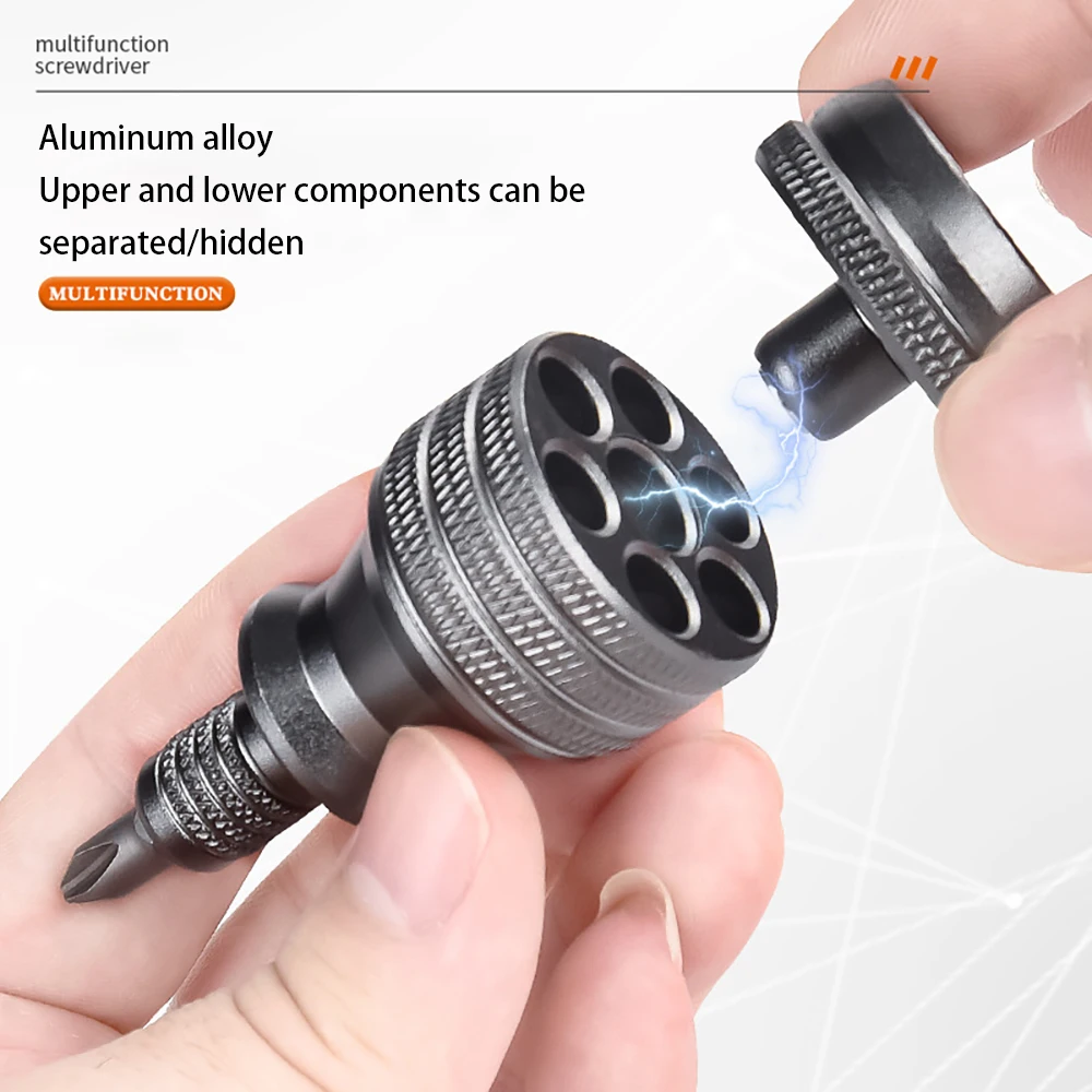 Mini Screw Driver Multifunctional Pocket Stubby Screwdriver Destornillador 1/4 Inch S2 EDC Screwdriver Aluminum Alloy Tool