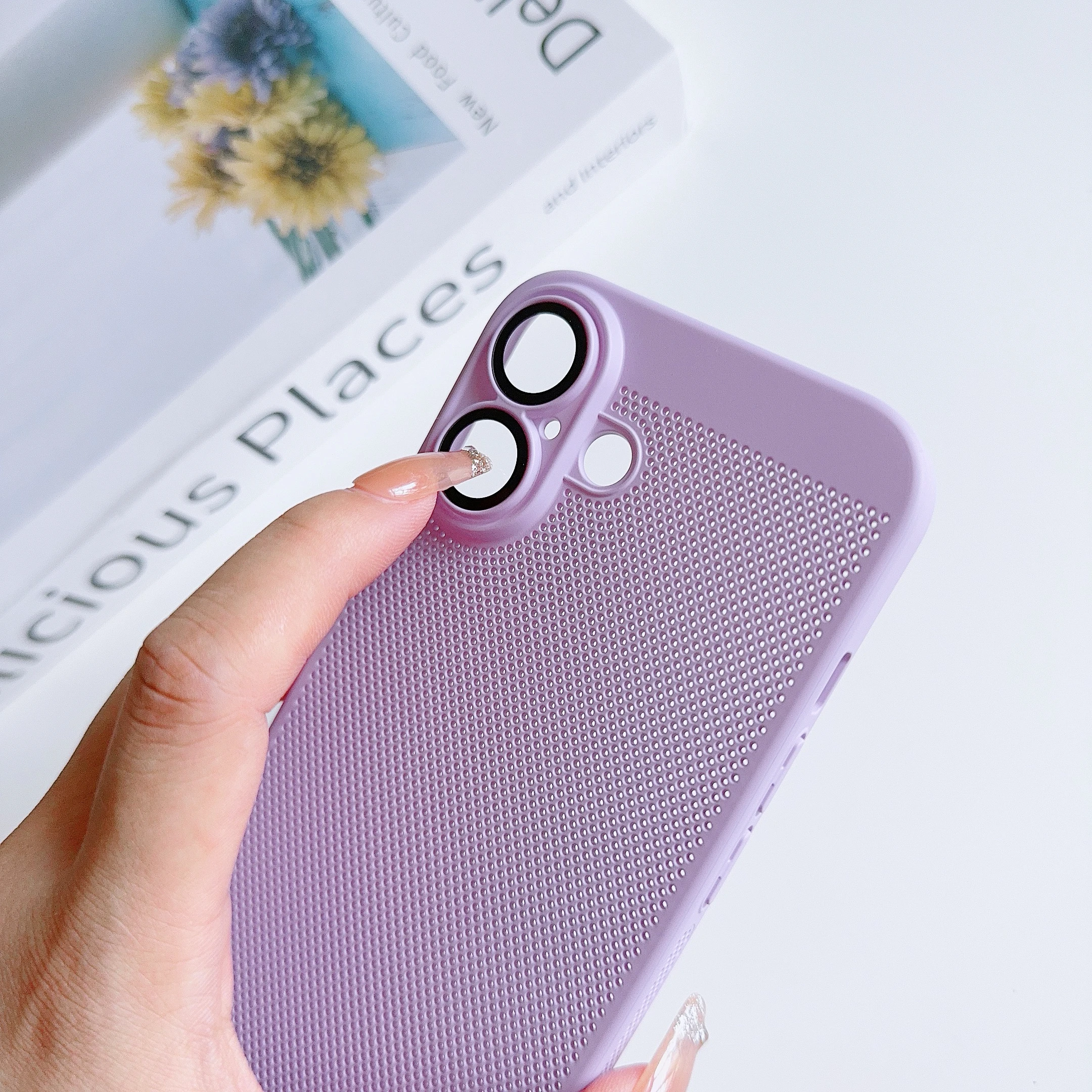 حافظة هاتف شبكية قابلة للتنفس لهاتف آيفون 16 15 14 13 12 Mini 11 Pro XR X XS Max 8 7 Plus غطاء ممتص للصدمات لتبديد الحرارة