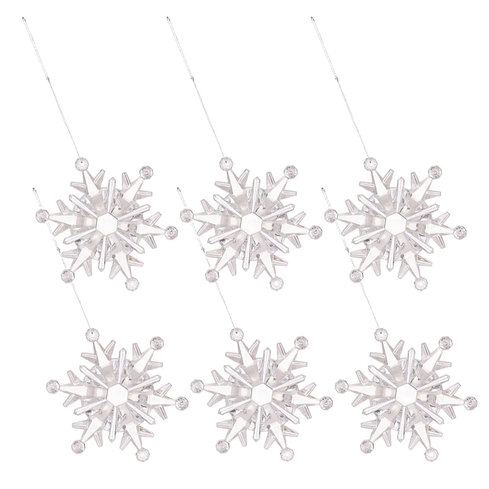 

6 PCS Ornament Transparent Snowflake Pendant Christmas Garland Tree Decorations Acrylic Hanging