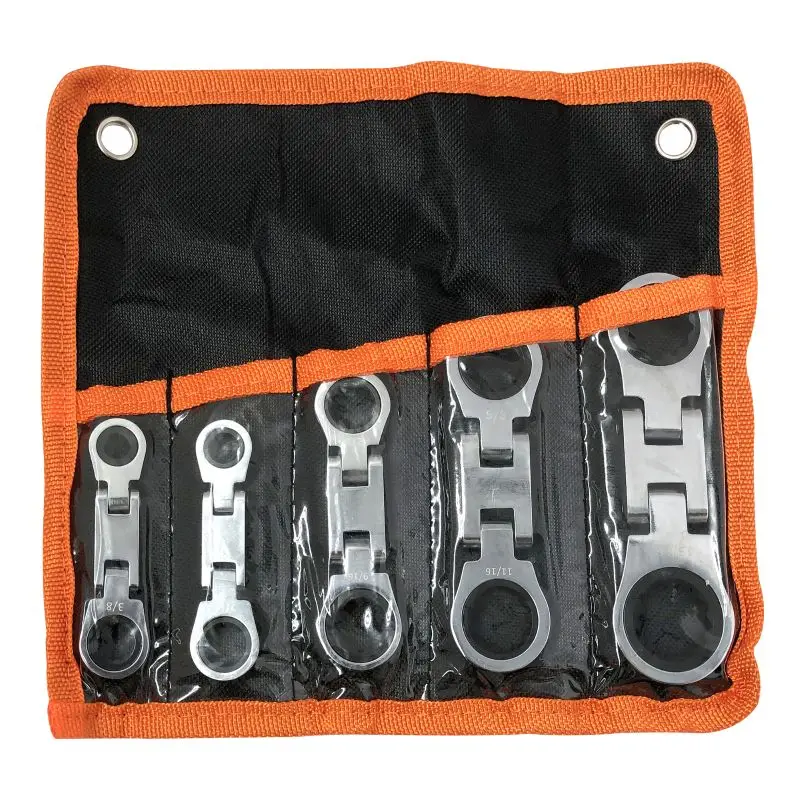 

Flex Head Ratcheting Wrench Set Double Box End Ratchet Wrench SAE 1/4-3/4IN 5 Pieces,SAE Stubby Wrenches Set