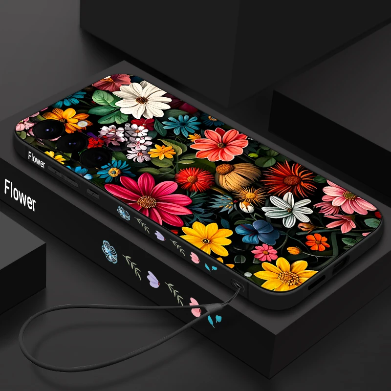 Blumenmuster Handyhülle für Samsung Galaxy S24 S25 FE S26 S25 S23 S22 Ultra A57 A17 A56 A16 A55 A15 A54 A36 5G Weiche TPU-Hülle