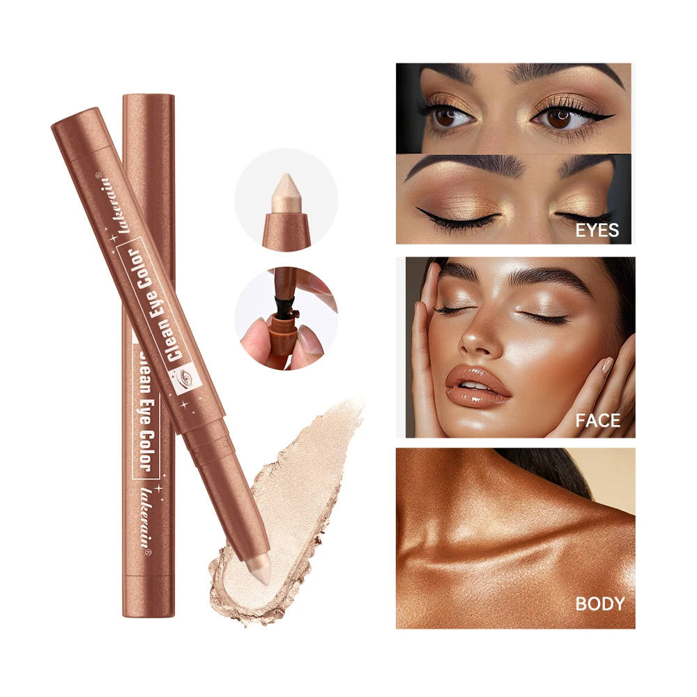 Bronze Eye Shadow Stick Smoke Rose Eyeshadow Pencil Waterproof Long Lasting Shimmer Highlighter & Eye Shadow Eyeliner Stick