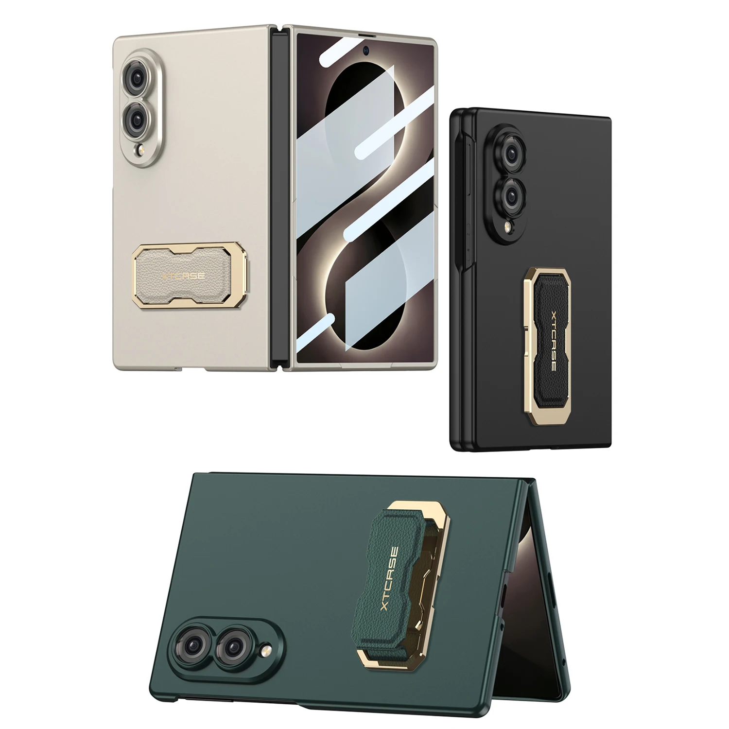 Leather Kickstand Case For Samsung Galaxy Z Fold 8 Ultra Multi-angle Foldable Metal Bracket Shockproof Protective Cover