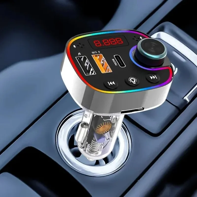 T6S Car Mobile Phone Charger PD Fast Charging Car 5.3 Bluetooth Car Adapter with Dual USB Charging Car Charger MP3 Player