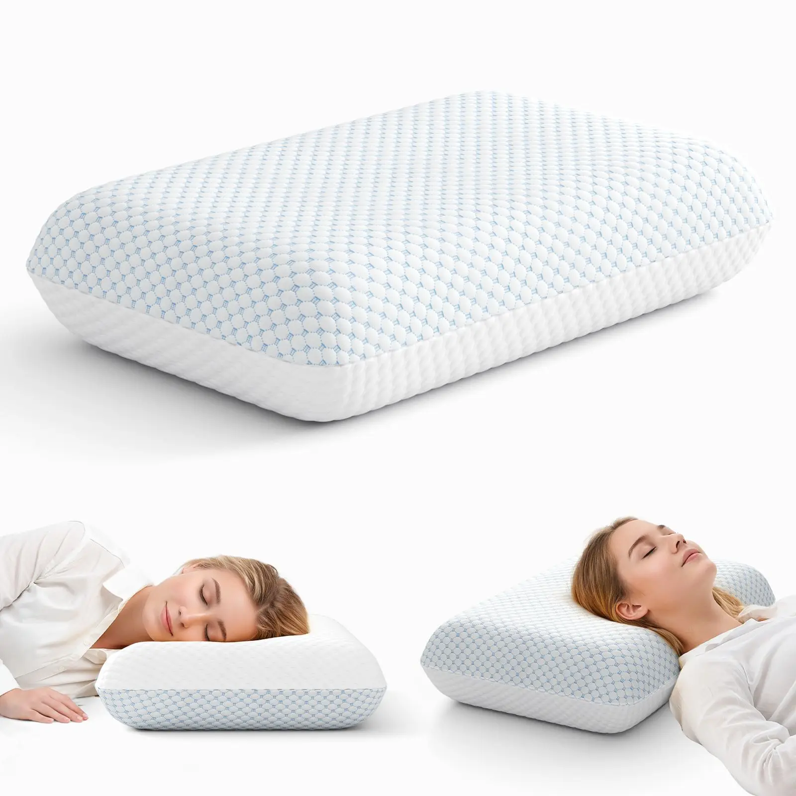 Memory Foam Pillow for Bed Slow Rebound Cervical Protection Pillow  Comfortable Pillow for Neck,Side and Back Pain 15.5X23.5Inch