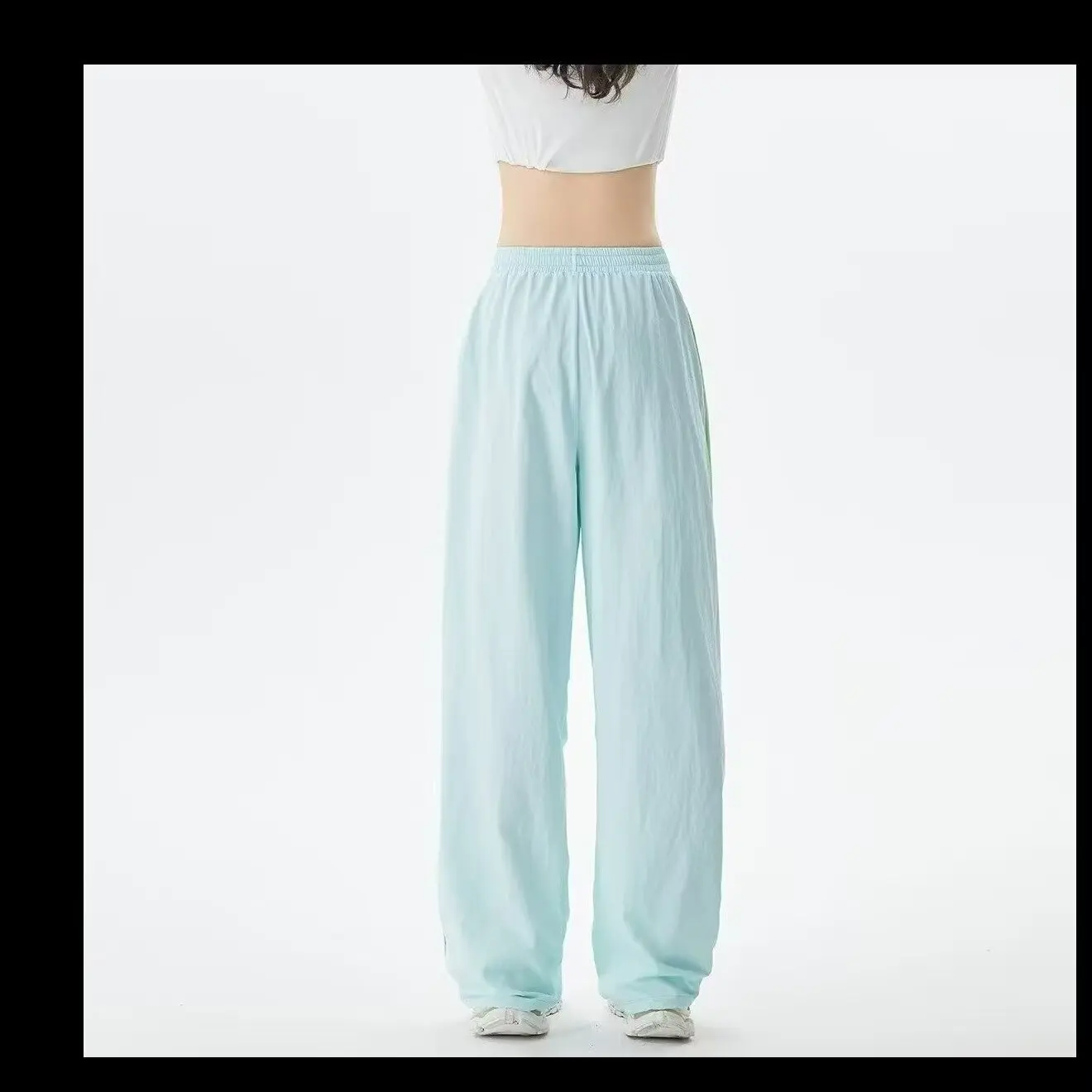 

Good looking plus size slimming loose work pants for women chubby women's pants straight leg high waist wide leg casual pants