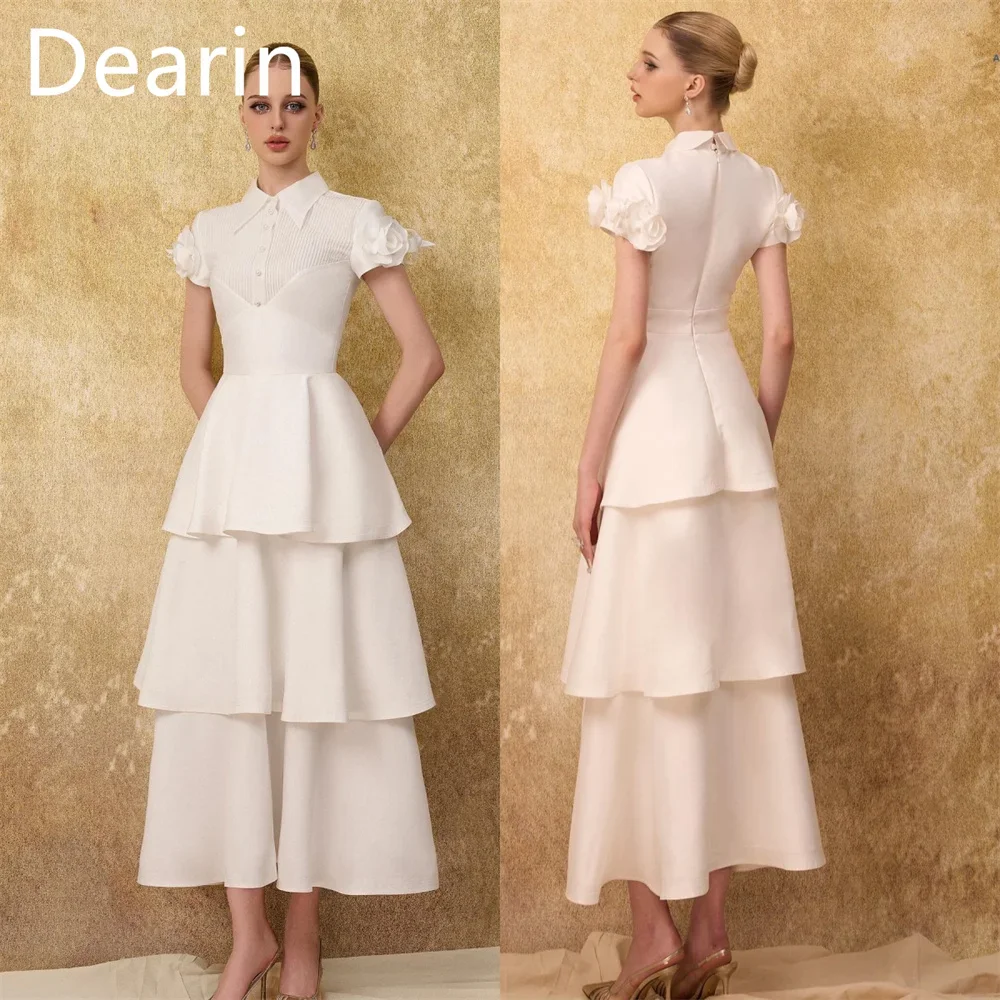 

Customized Prom Gown Dearin Jewel A-line Ankle Length Skirts Shirred Bespoke Occasion Dresses Saudi Arabia Formal Evening Dress